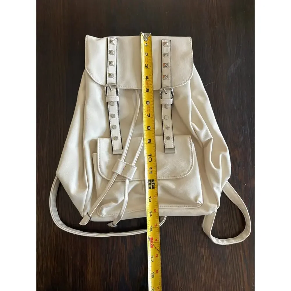 Wild Fable Cream Faux Leather Studded Mini Backpack Purse NWT Drawstring